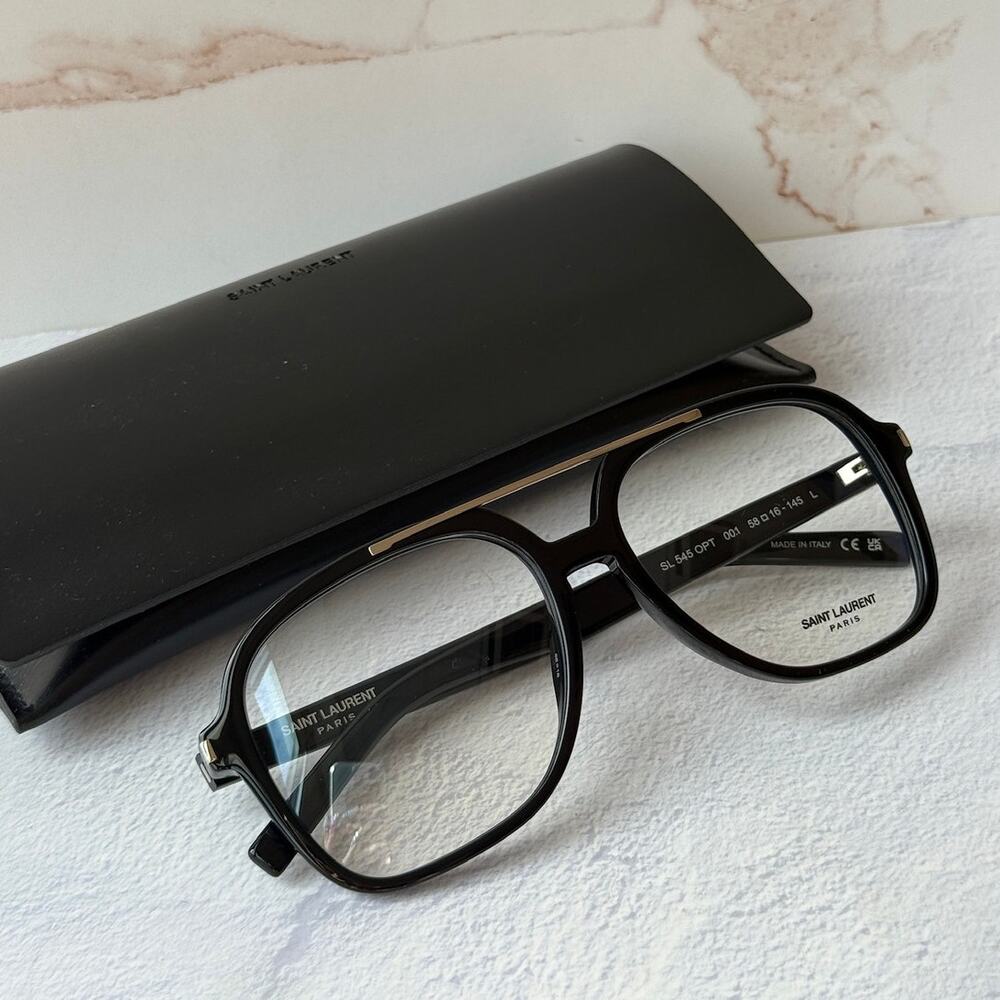 NEW Saint Laurent SL545 Opt Black Aviator Eyeglasses Frames